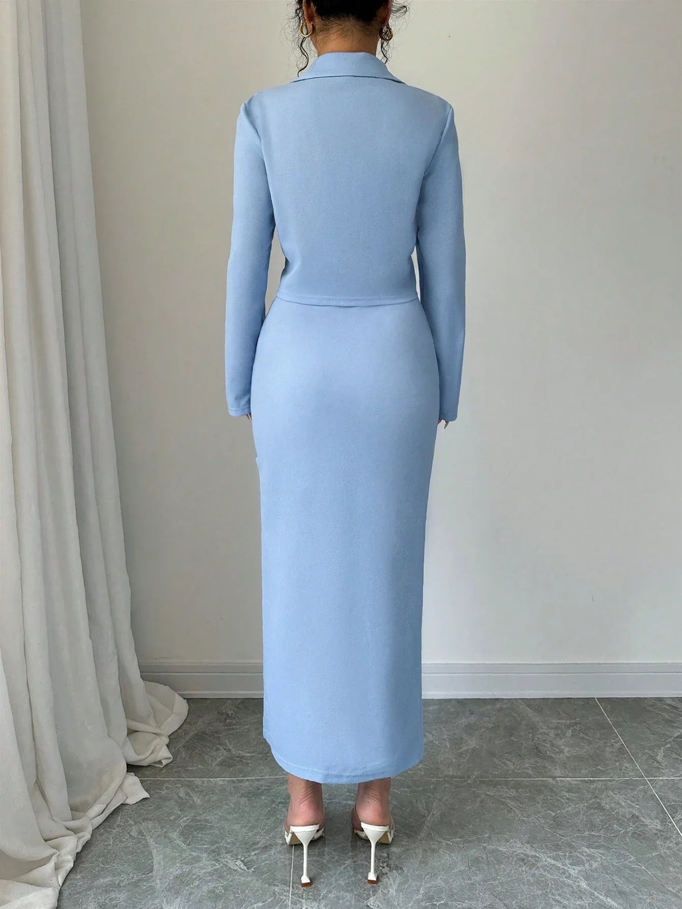 Buy SHEIN Elenzga 1set Blue Elegant Casual Ladies' Suit in Pakistan