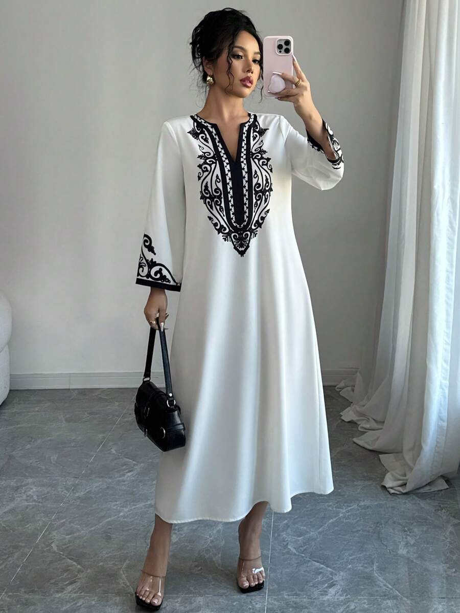 Buy SHEIN Elenzga Long Robe Dress For Women, New Arrival Fashion Loose Placement Print Ladies Robe in Pakistan
