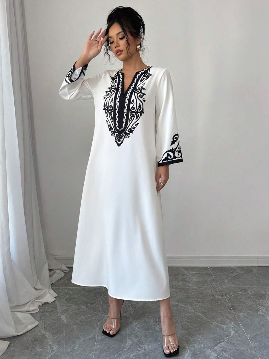 Buy SHEIN Elenzga Long Robe Dress For Women, New Arrival Fashion Loose Placement Print Ladies Robe in Pakistan