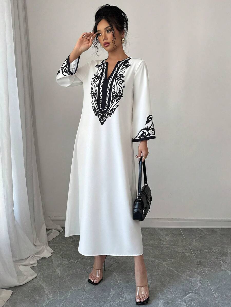 Buy SHEIN Elenzga Long Robe Dress For Women, New Arrival Fashion Loose Placement Print Ladies Robe in Pakistan
