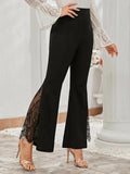 Buy Shein Eyelash Lace Insert Flare Leg Pants in Pakistan