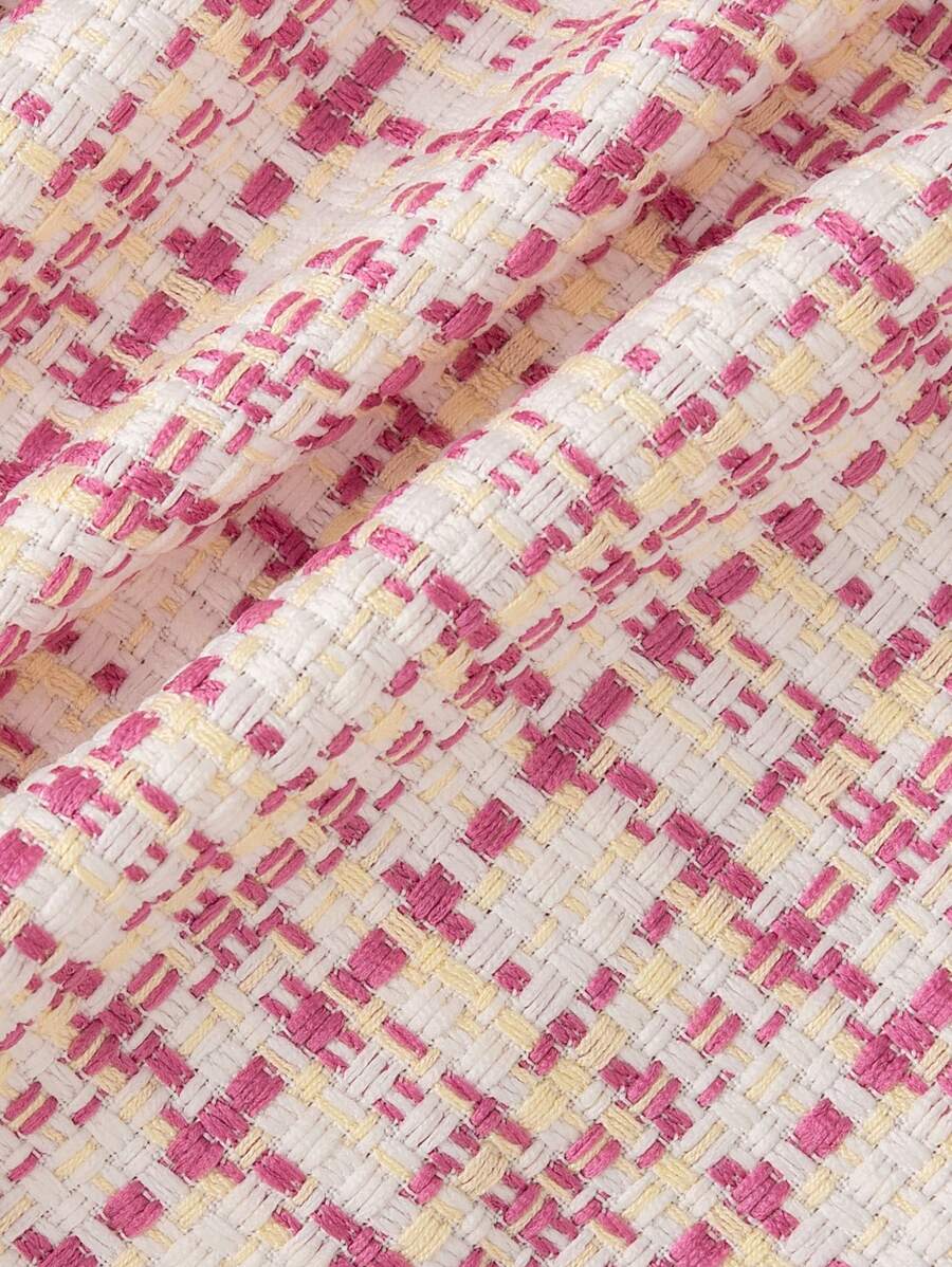 Buy SHEIN Baby Girl Cute Pink Plaid Lace Collar & Bowknot Dress With Beret Cap Outfit in Pakistan