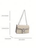 Buy SHEIN Fashionable And Versatile Solid Color PU Shoulder Bag, Casual And Simple Double-Layered Chain Square Bag in Pakistan