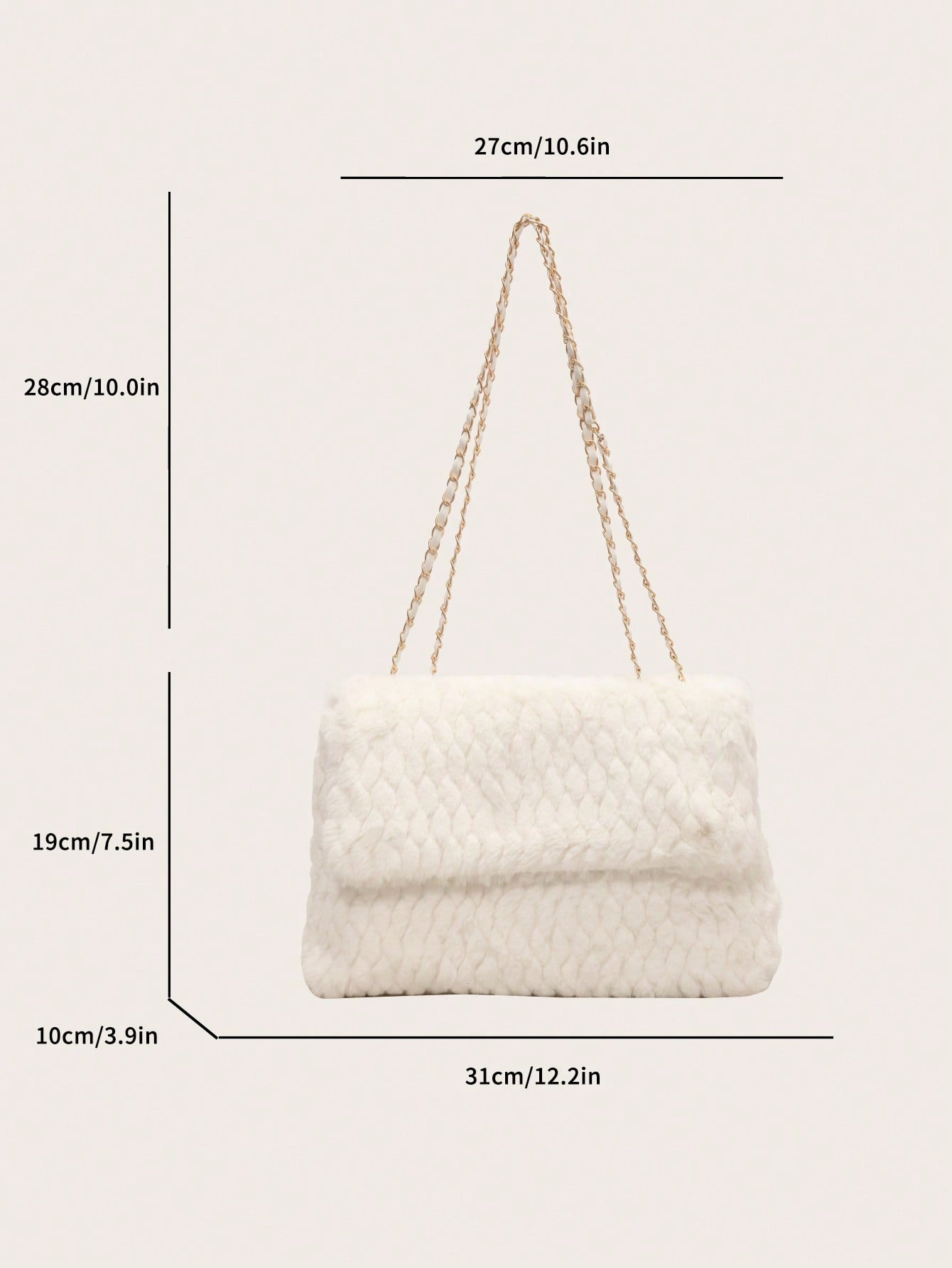 Buy SHEIN Fashionable Solid Color Furry Metal Chain Shoulder Bag in Pakistan
