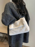Buy SHEIN Fashionable Solid Color Furry Metal Chain Shoulder Bag in Pakistan