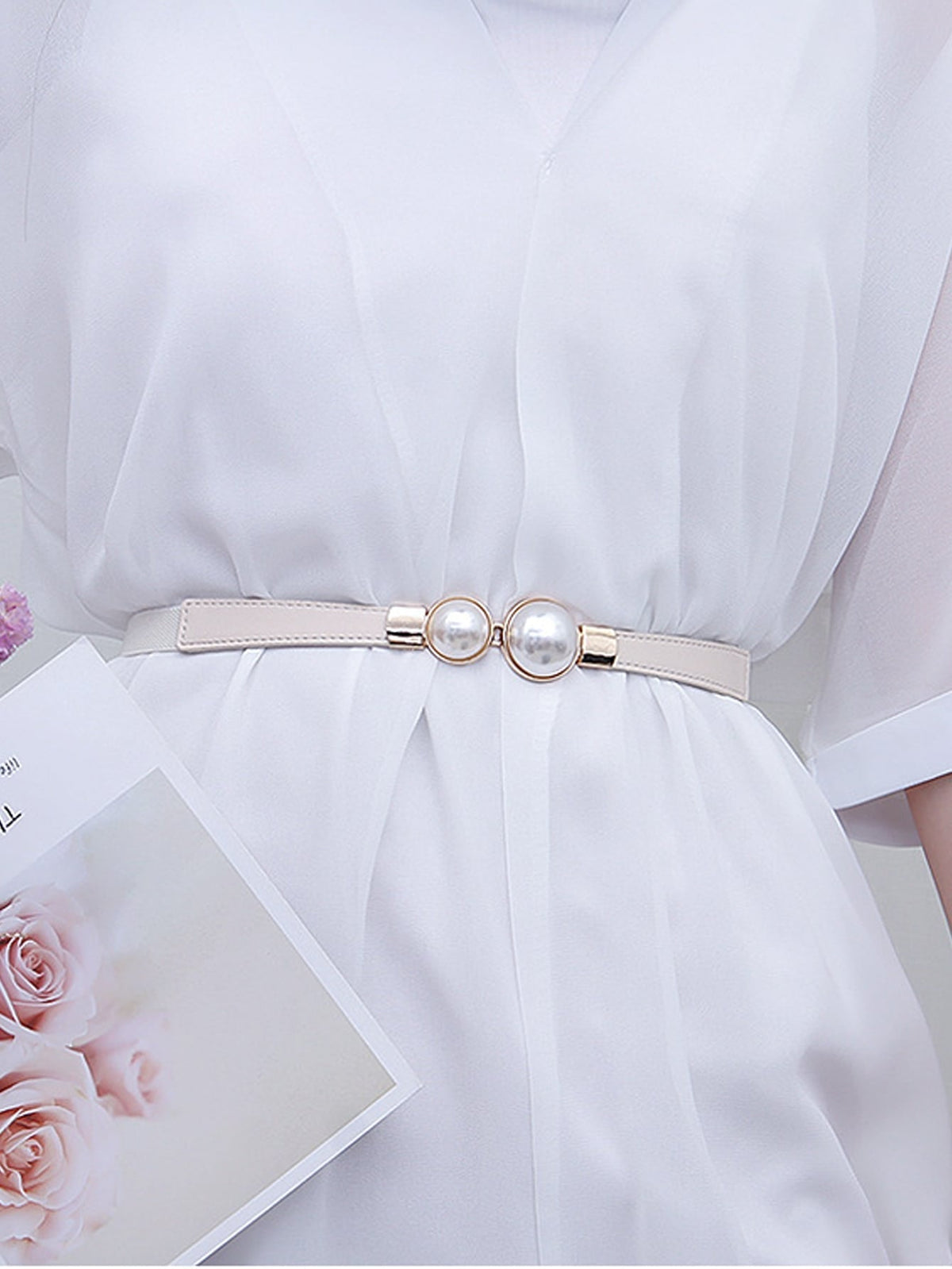 Buy SHEIN Faux Pearl Decor Belt in Pakistan