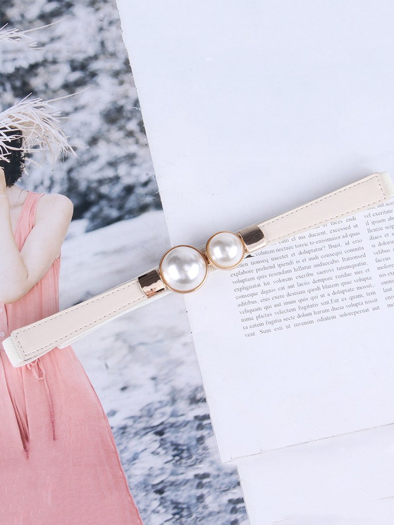 Buy SHEIN Faux Pearl Decor Belt in Pakistan