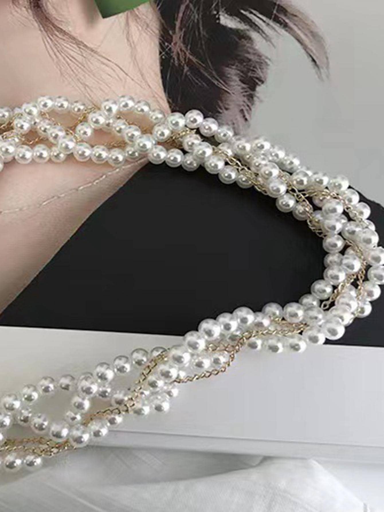 Buy SHEIN Faux Pearl Decor Chain Belt in Pakistan