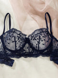 Buy SHEIN Floral Embroidery Mesh Underwire Lingerie Set in Pakistan