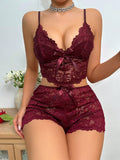 Buy SHEIN Floral Lace Bow Front PJ Set in Pakistan