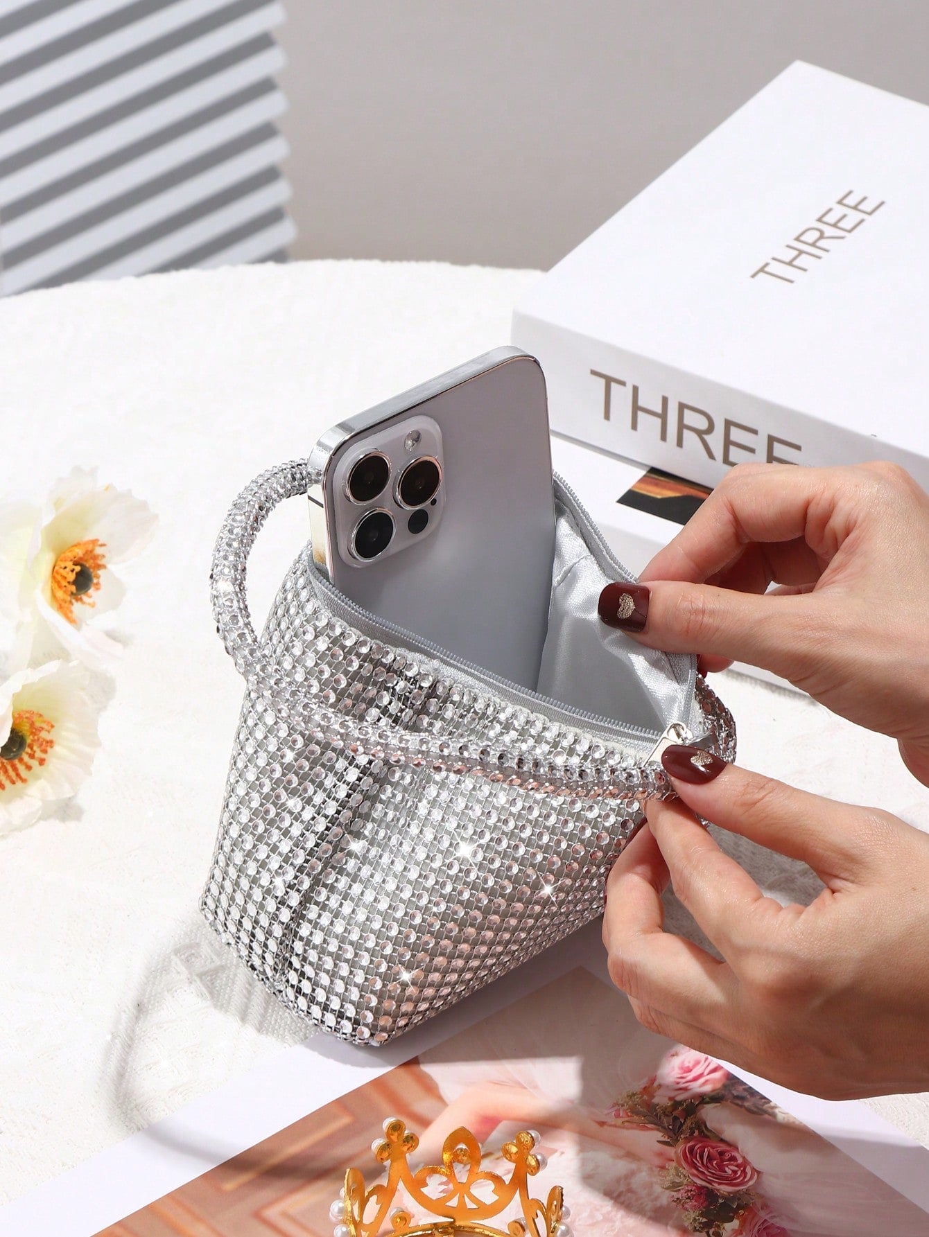 Buy SHEIN Glamorous Glitter Bling, Sequin, Luxury, Shiny Women's Mini Sparkling Rhinestone Clutch Bag in Pakistan