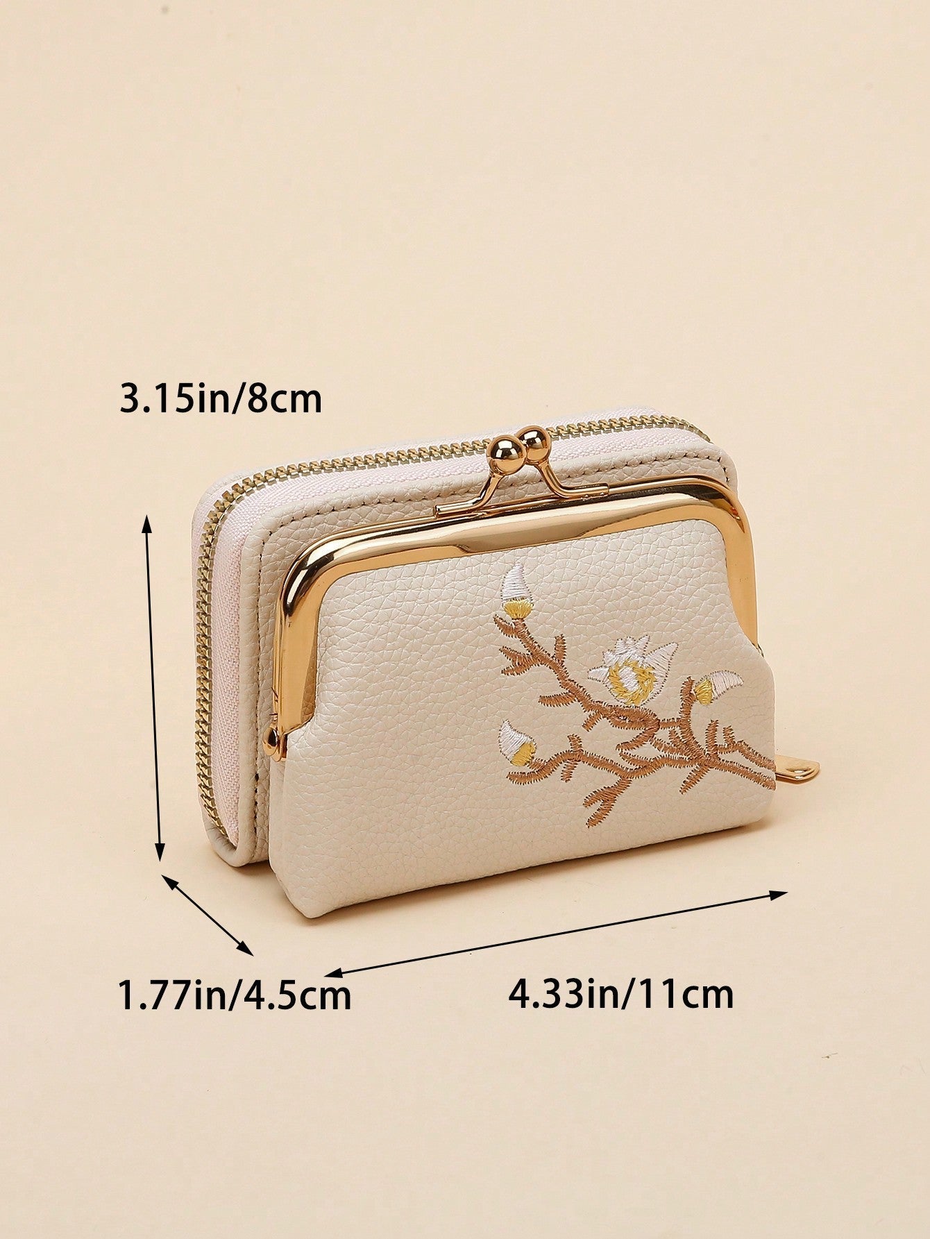 Buy SHEIN Graphic Flower Embroidered Short Wallet, Kiss-Lock & Zipper Clutch Purse, Faux Leather Coin Purse in Pakistan