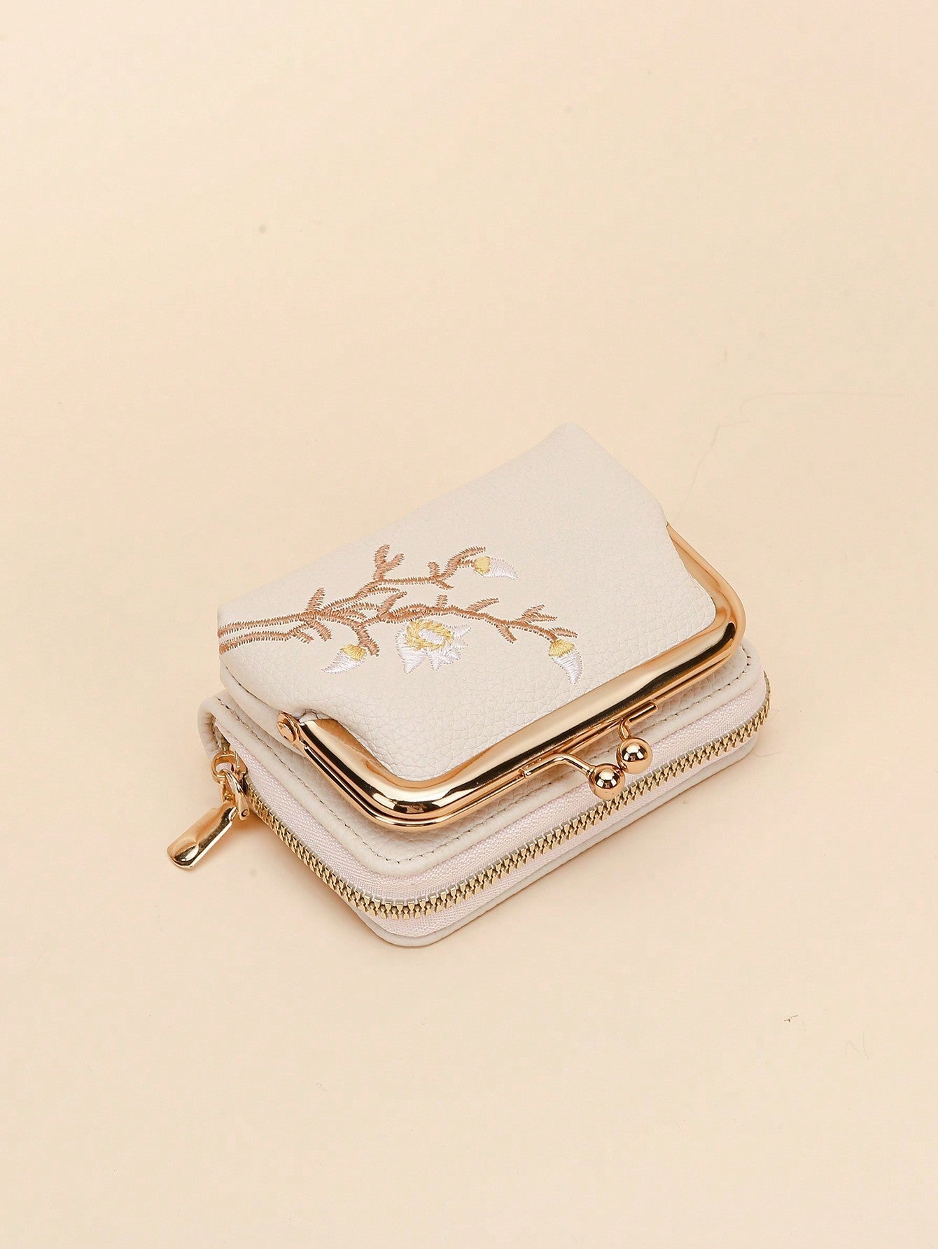 Buy SHEIN Graphic Flower Embroidered Short Wallet, Kiss-Lock & Zipper Clutch Purse, Faux Leather Coin Purse in Pakistan