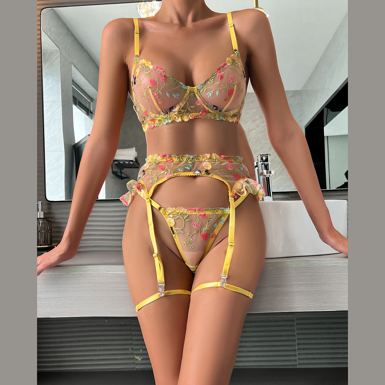 Buy Garter Set - Yellow Petals in Pakistan