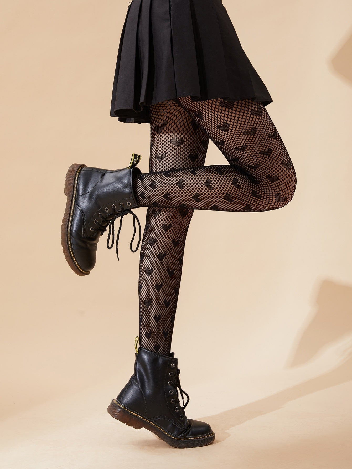 Buy SHEIN Heart Pattern Fishnet Black Tights For Women in Pakistan