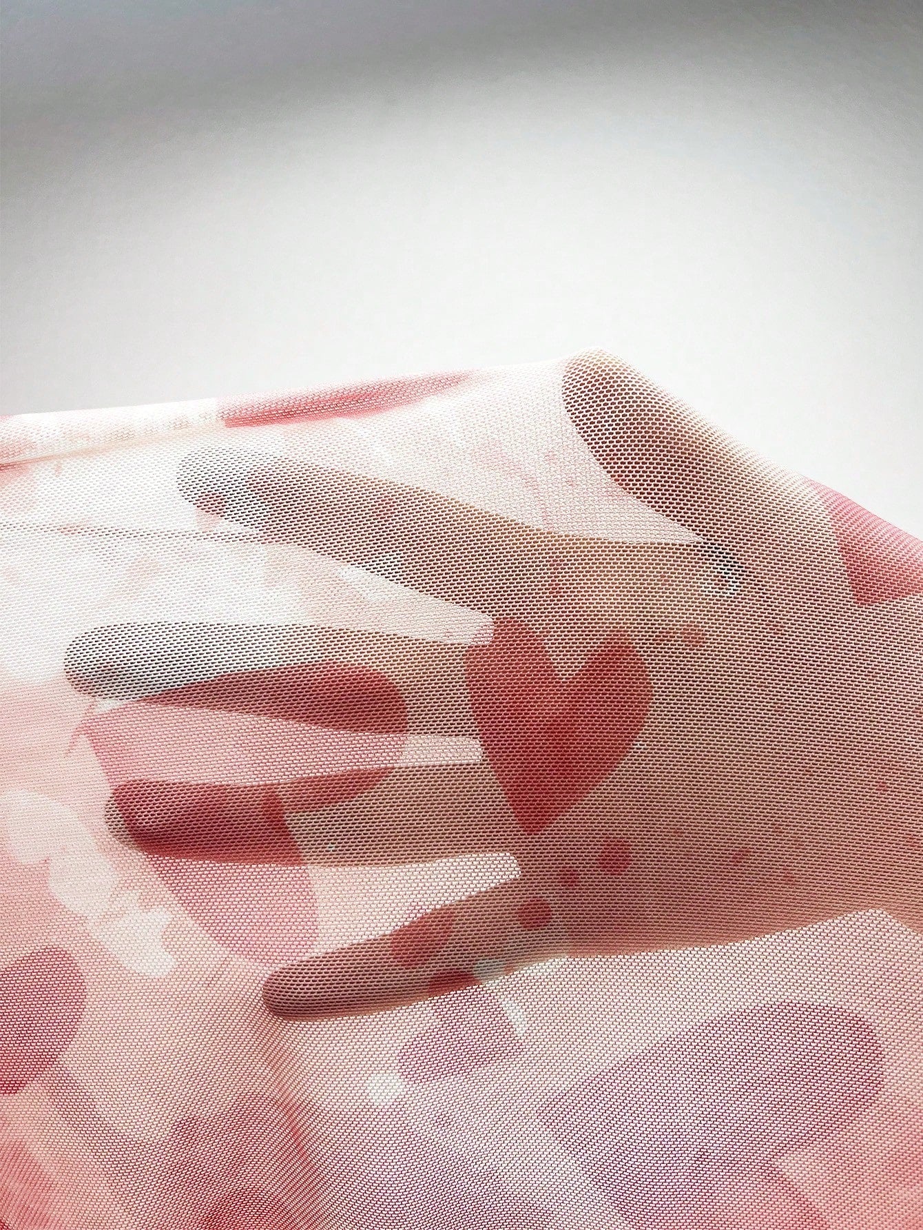 Buy SHEIN Heart Print Frill Trim Mesh Cami Nightdress in Pakistan