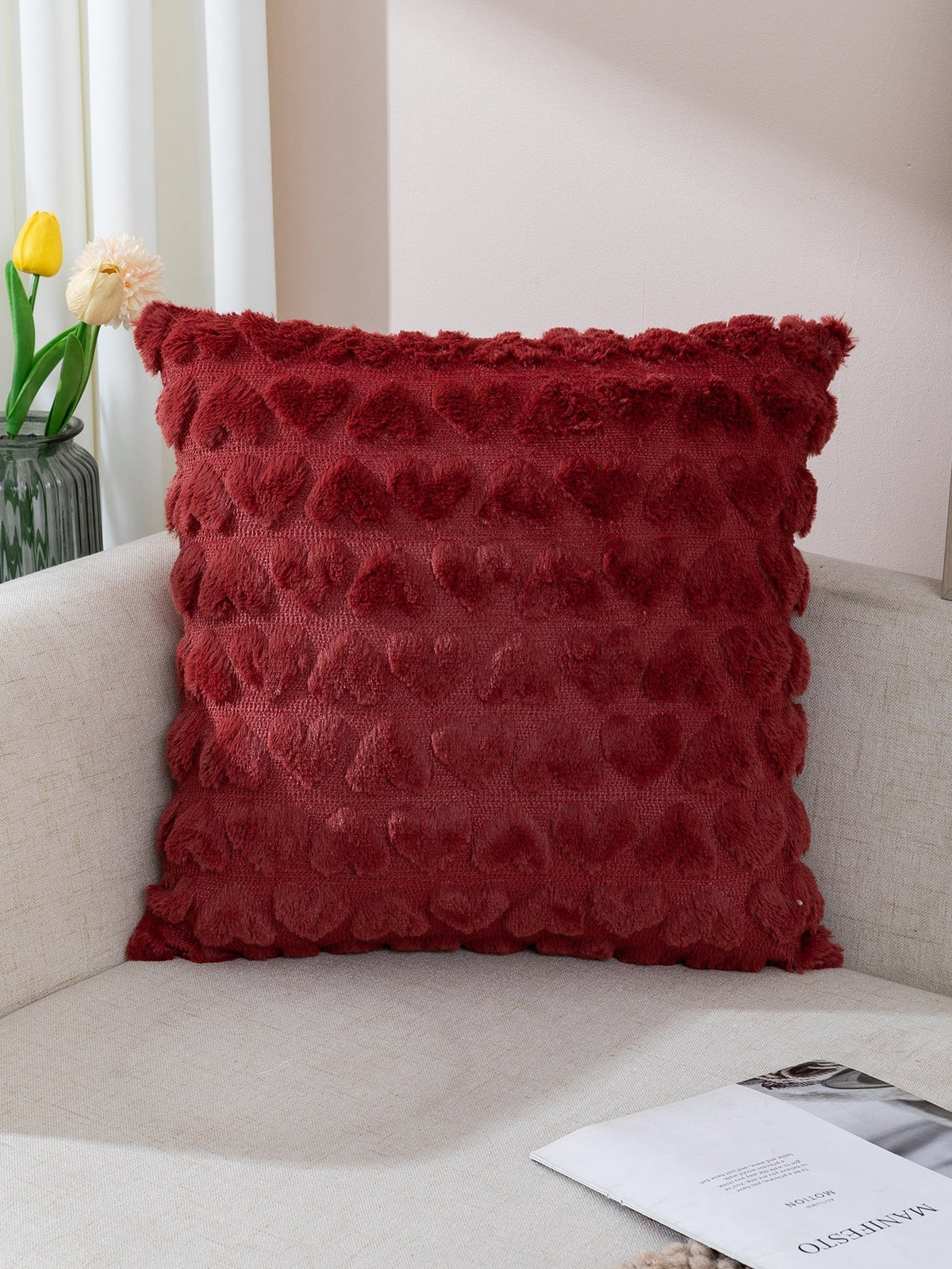 Buy SHEIN Heart Tufted Fuzzy Cushion Cover Without Filler in Pakistan