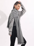 Buy SHEIN Houndstooth Pattern Raw Trim Scarf in Pakistan
