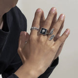 Buy Orb & Gravel Thick Unisex Vintage Ringset Silver & Black in Pakistan