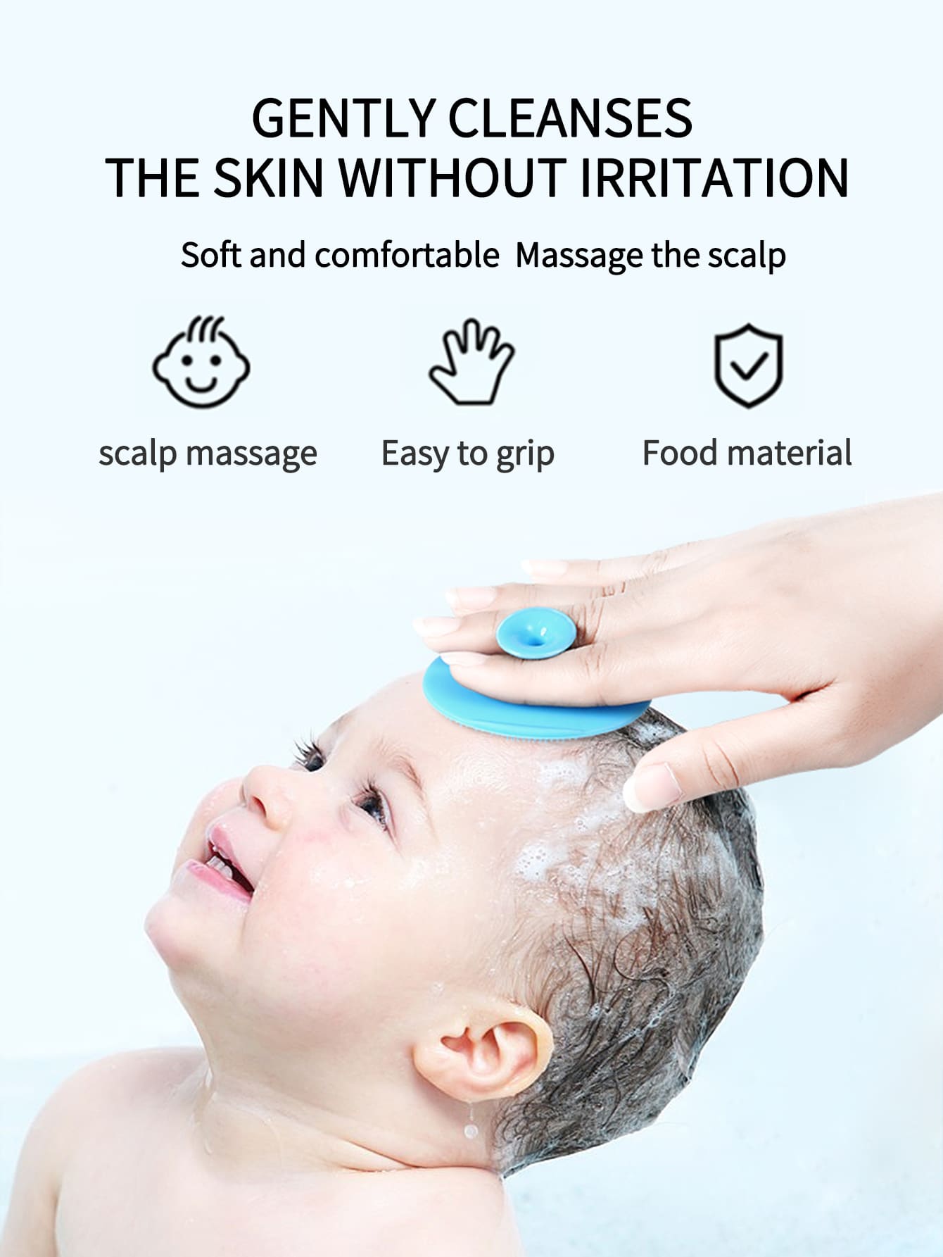 Buy SHEIN KUNT 3Pcs/4Pcs Baby Pink + Yellow + Blue Silicone Hair Washing Brush, Soft Small Size Skin Safe Bathing Brush in Pakistan