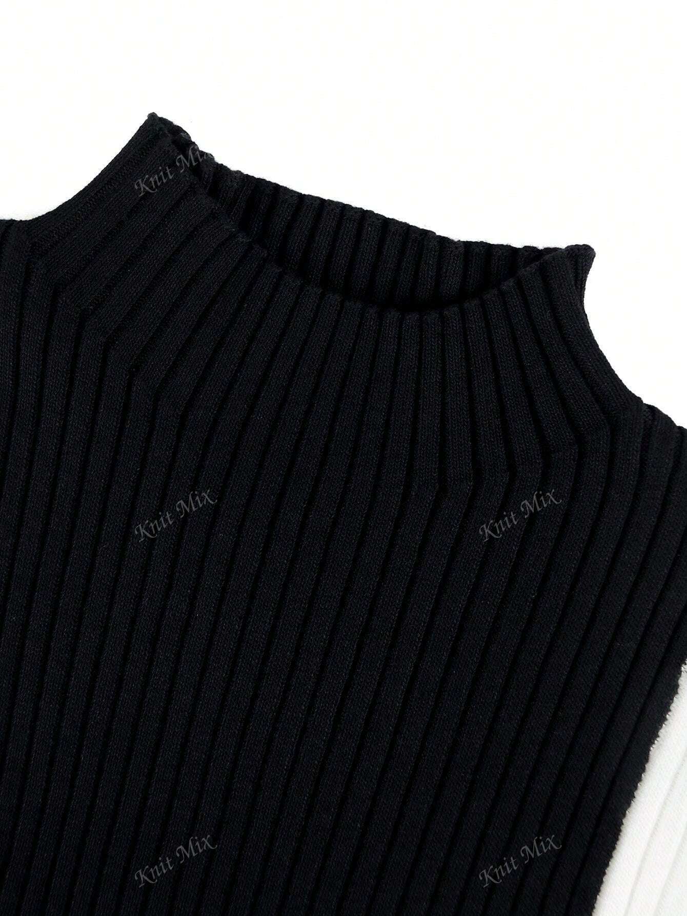 Buy SHEIN Knit Mix Knitted Elegant Commuter Midi Dress For Women,Floral Pattern Half High Neck Long Sleeve Contrast Color Fitted Sweater Dress (Floral Random) in Pakistan