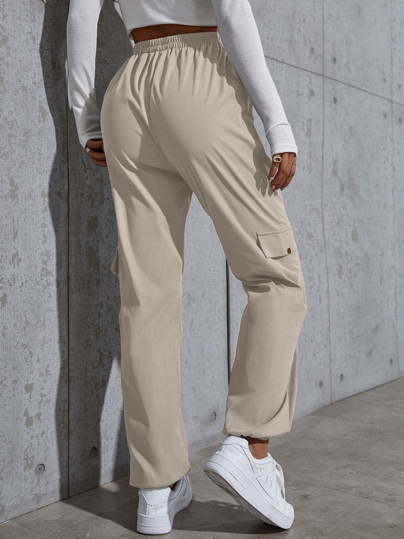 Buy SHEIN Knot Waist Flap Pocket Cargo Pants in Pakistan