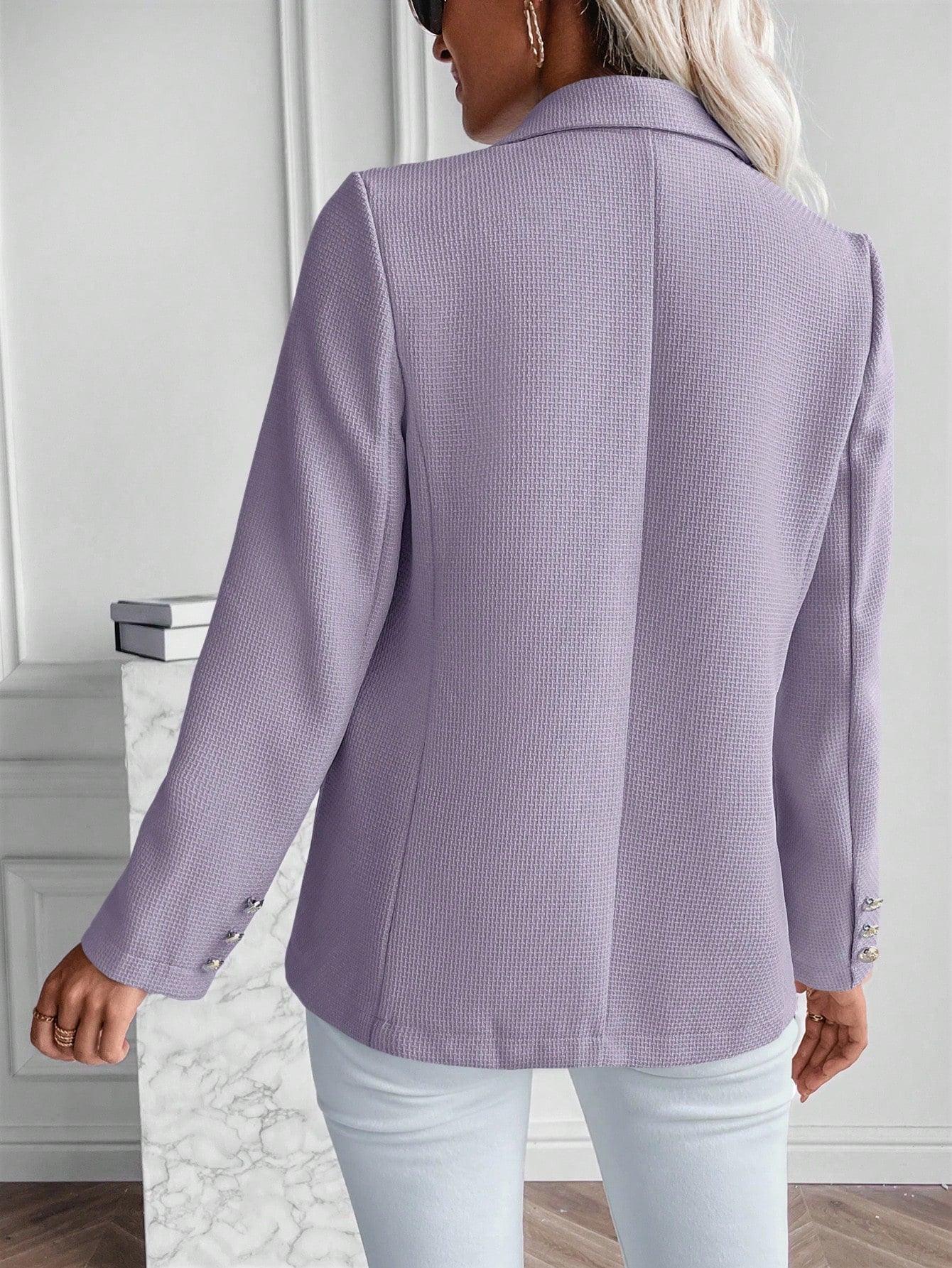 Buy SHEIN Lapel Neck Double Button Blazer in Pakistan