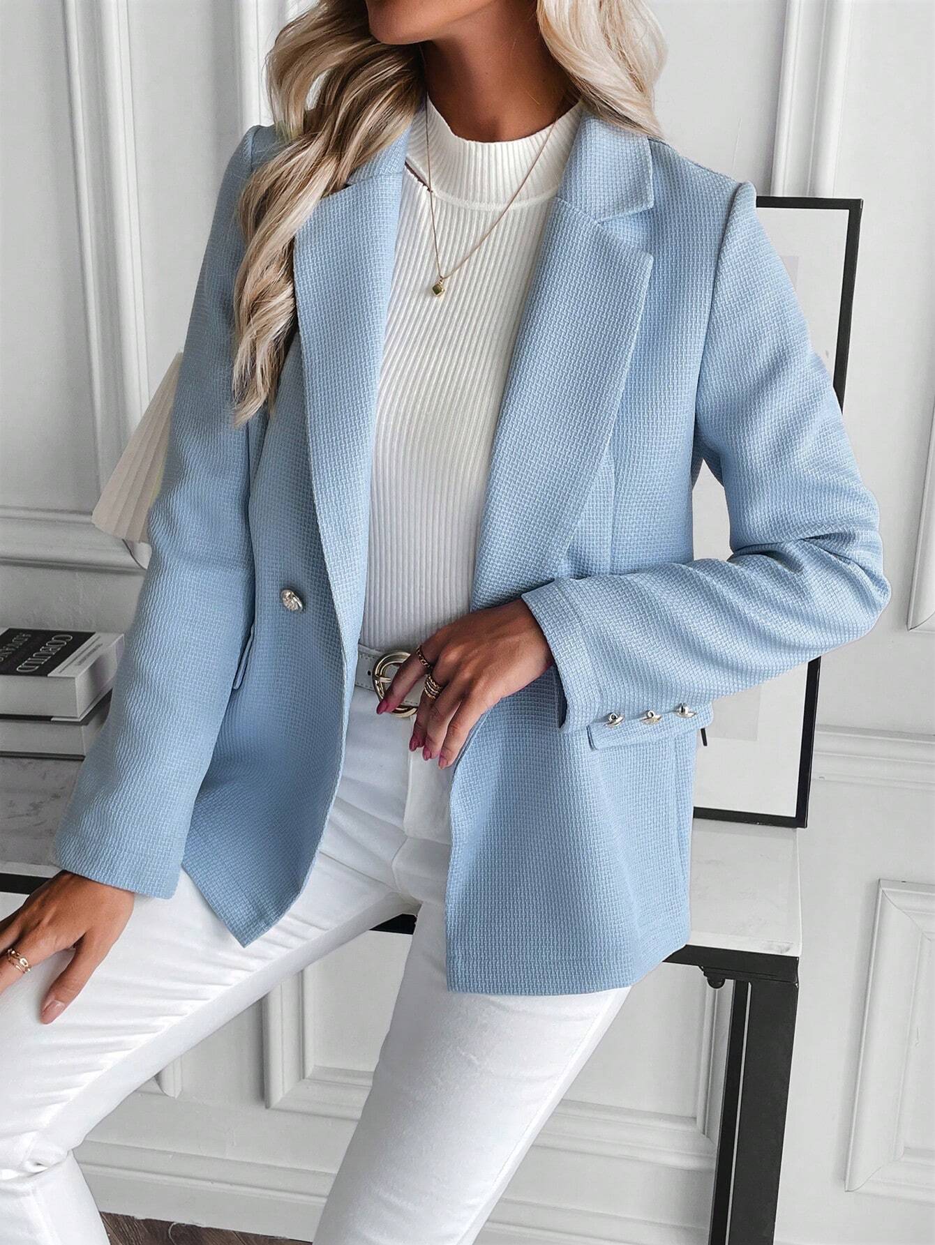 Buy SHEIN Lapel Neck Double Button Blazer in Pakistan