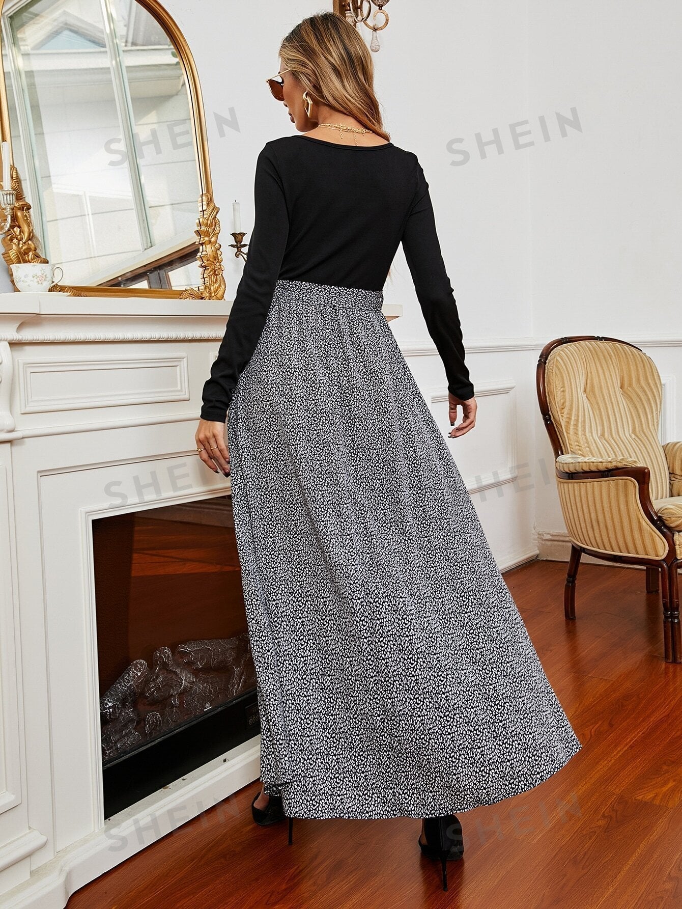 Buy SHEIN Leopard Panel Belted 2 In 1 Dress in Pakistan