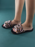 Buy SHEIN Leopard Pattern Fuzzy Bedroom Slippers in Pakistan