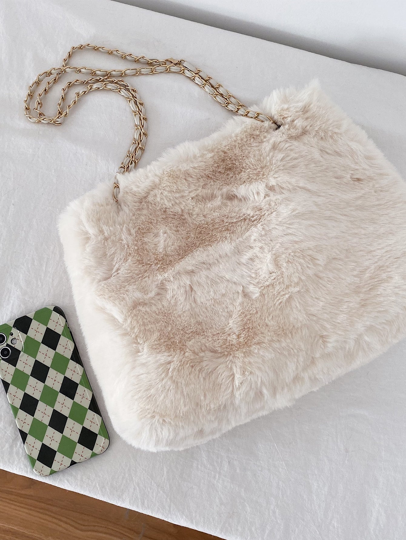 Buy SHEIN Lightweight Business Casual Fuzzy Shoulder Tote Bag in Pakistan