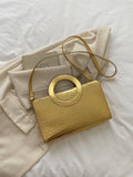 Buy SHEIN Lightweight,Business Casual Metallic Crocodile Embossed Top Ring Square Bag in Pakistan