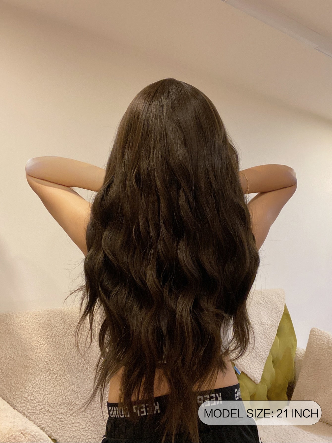 Buy SHEIN Long Wavy Wig for Women 24inch Dark brown Wig Middle Part Wig Natural Looking Hair Replacement Wig for Daily Party Use in Pakistan