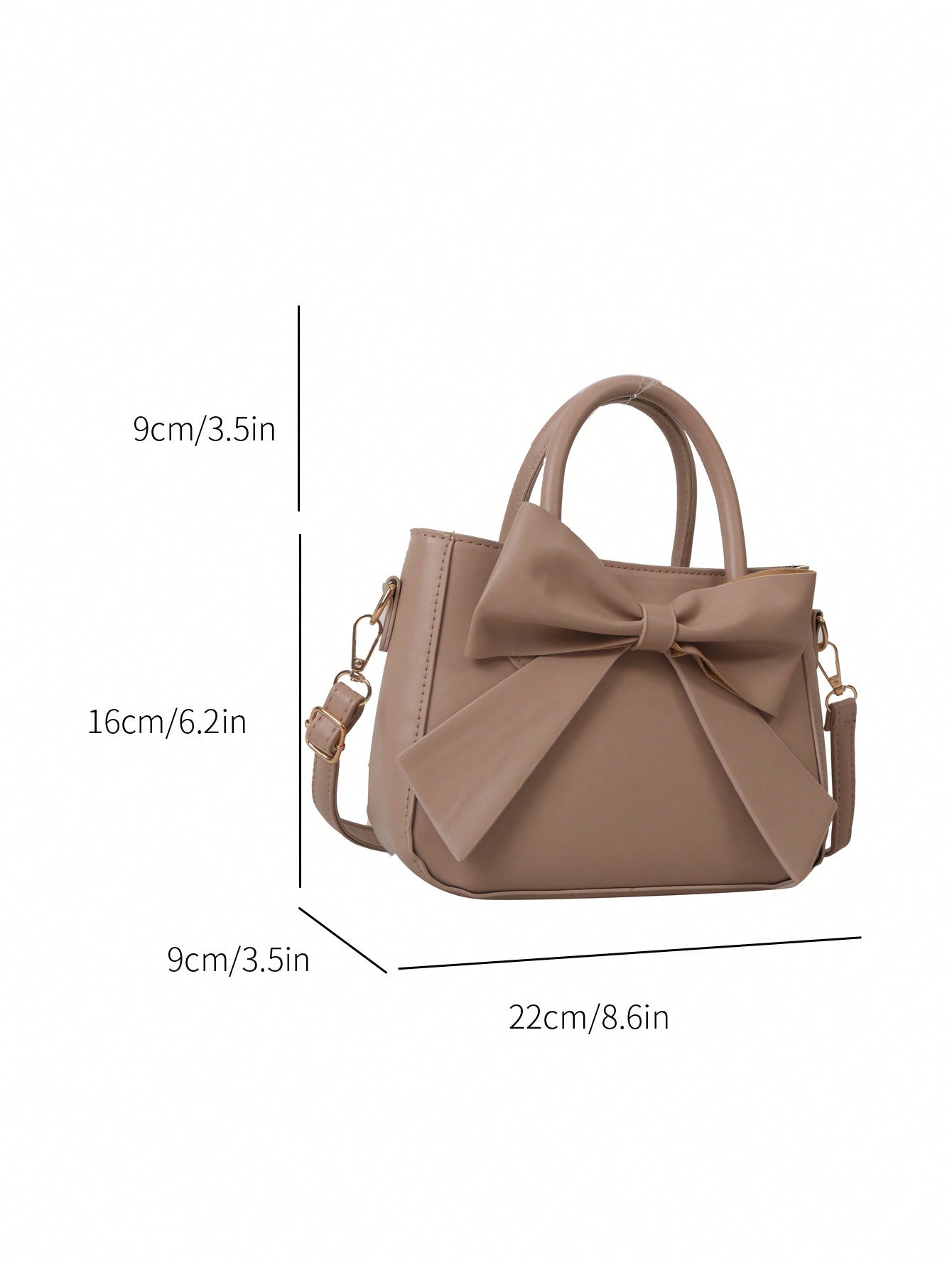 Buy SHEIN Luxurious Bow Decor Handbag Double Handle Small Faux Leather Crossbody Bag in Pakistan