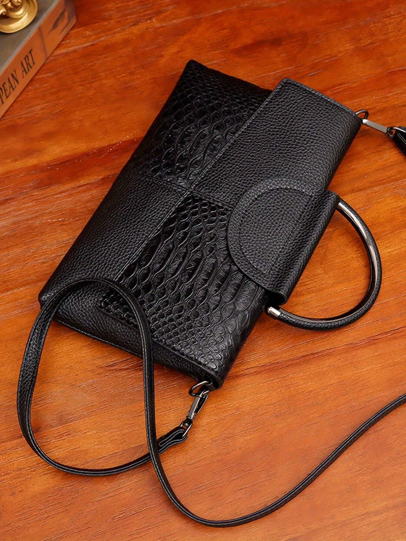 Buy SHEIN Luxury Crocodile Pattern Pu Leather Crossbody Bag in Pakistan