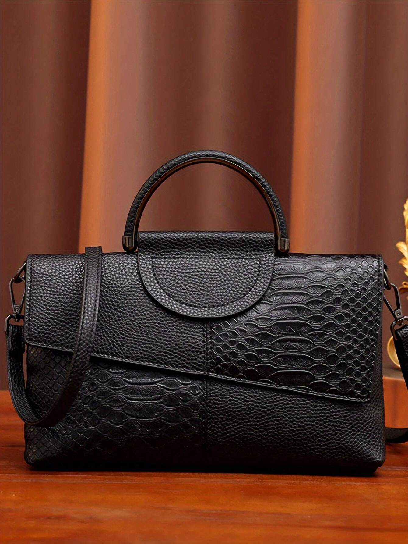 Buy SHEIN Luxury Crocodile Pattern Pu Leather Crossbody Bag in Pakistan