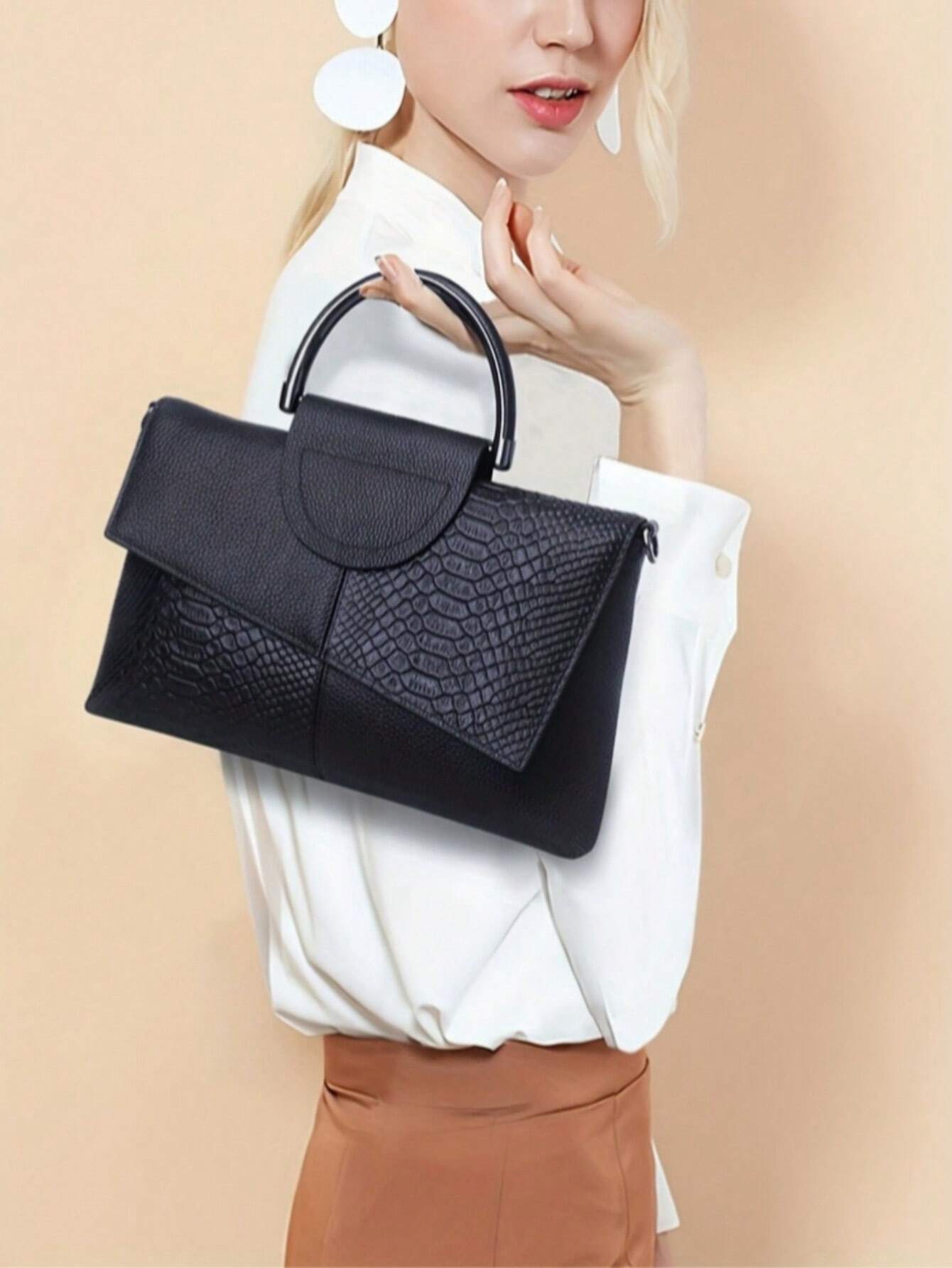 Buy SHEIN Luxury Crocodile Pattern Pu Leather Crossbody Bag in Pakistan