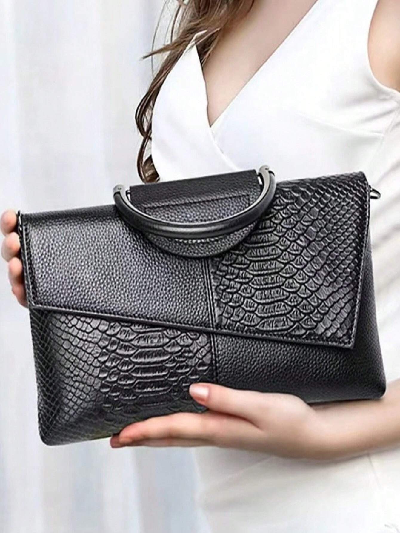 Buy SHEIN Luxury Crocodile Pattern Pu Leather Crossbody Bag in Pakistan