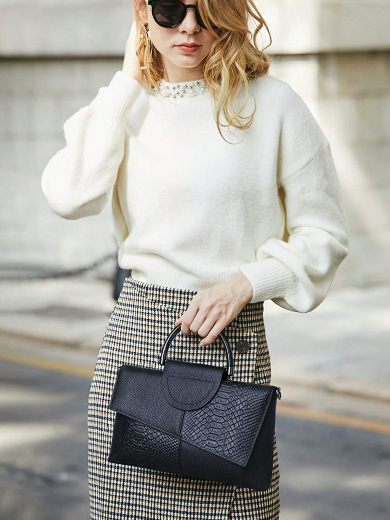 Buy SHEIN Luxury Crocodile Pattern Pu Leather Crossbody Bag in Pakistan