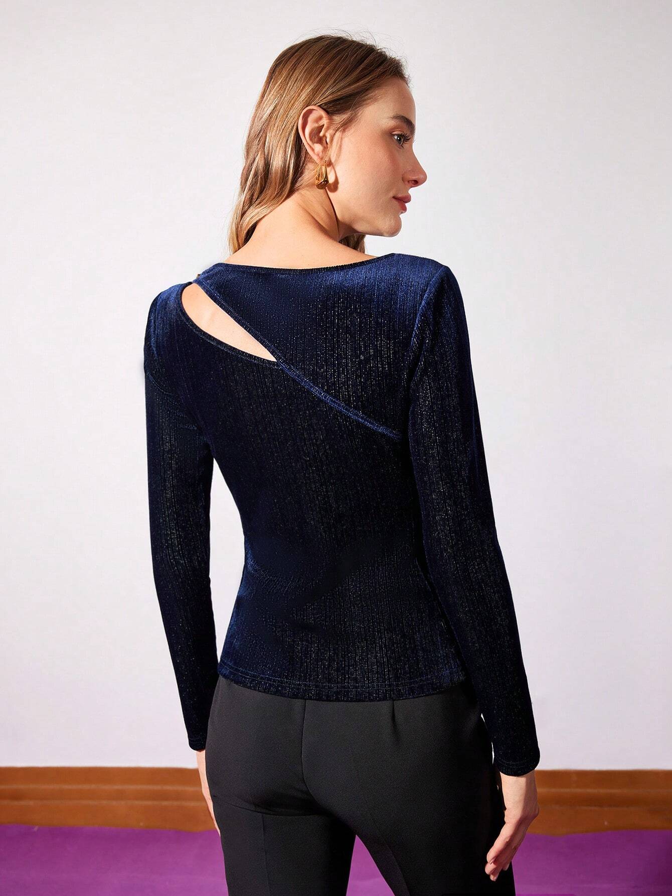 Buy SHEIN MOTF PREMIUM GLITTER CUTOUT TOP in Pakistan