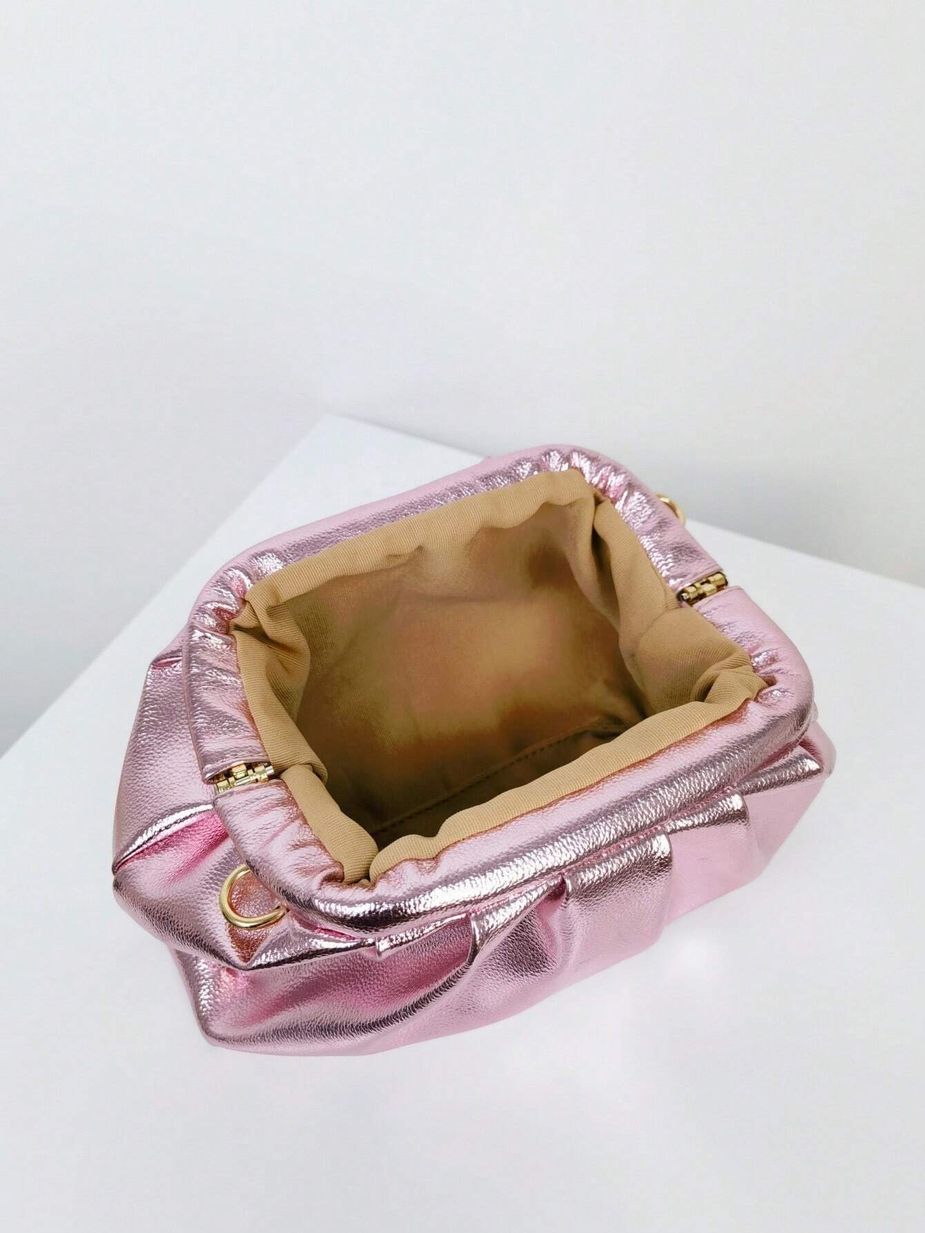 Buy SHEIN Medium Metallic Ruched Bag Pink Funky Pu in Pakistan