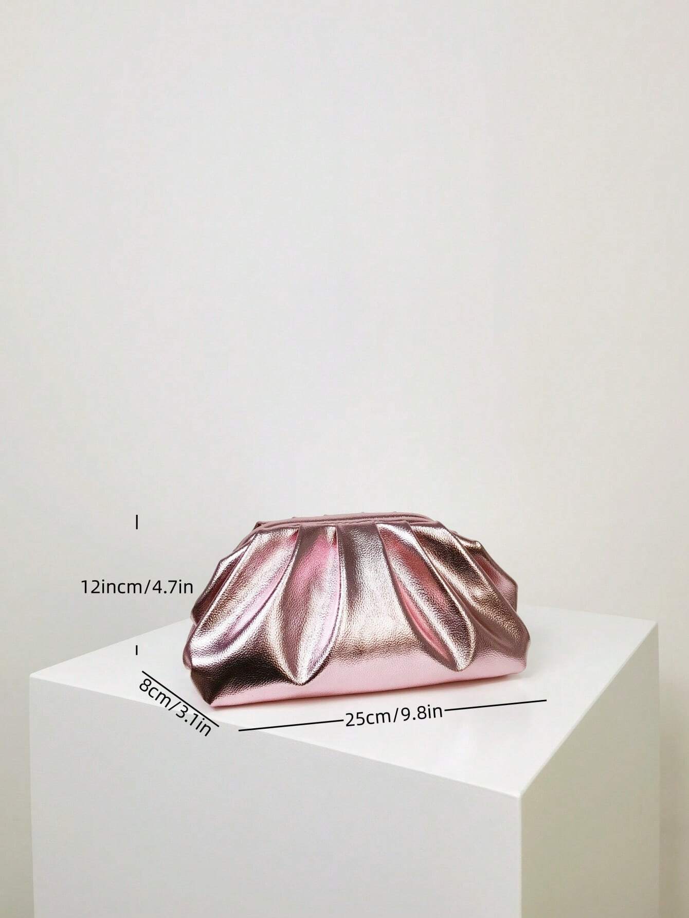 Buy SHEIN Medium Metallic Ruched Bag Pink Funky Pu in Pakistan