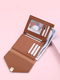 Buy SHEIN Metal Decor Fold Small Wallet Credit Card Small Purse ID Window Bi-Fold Women Wallet in Pakistan