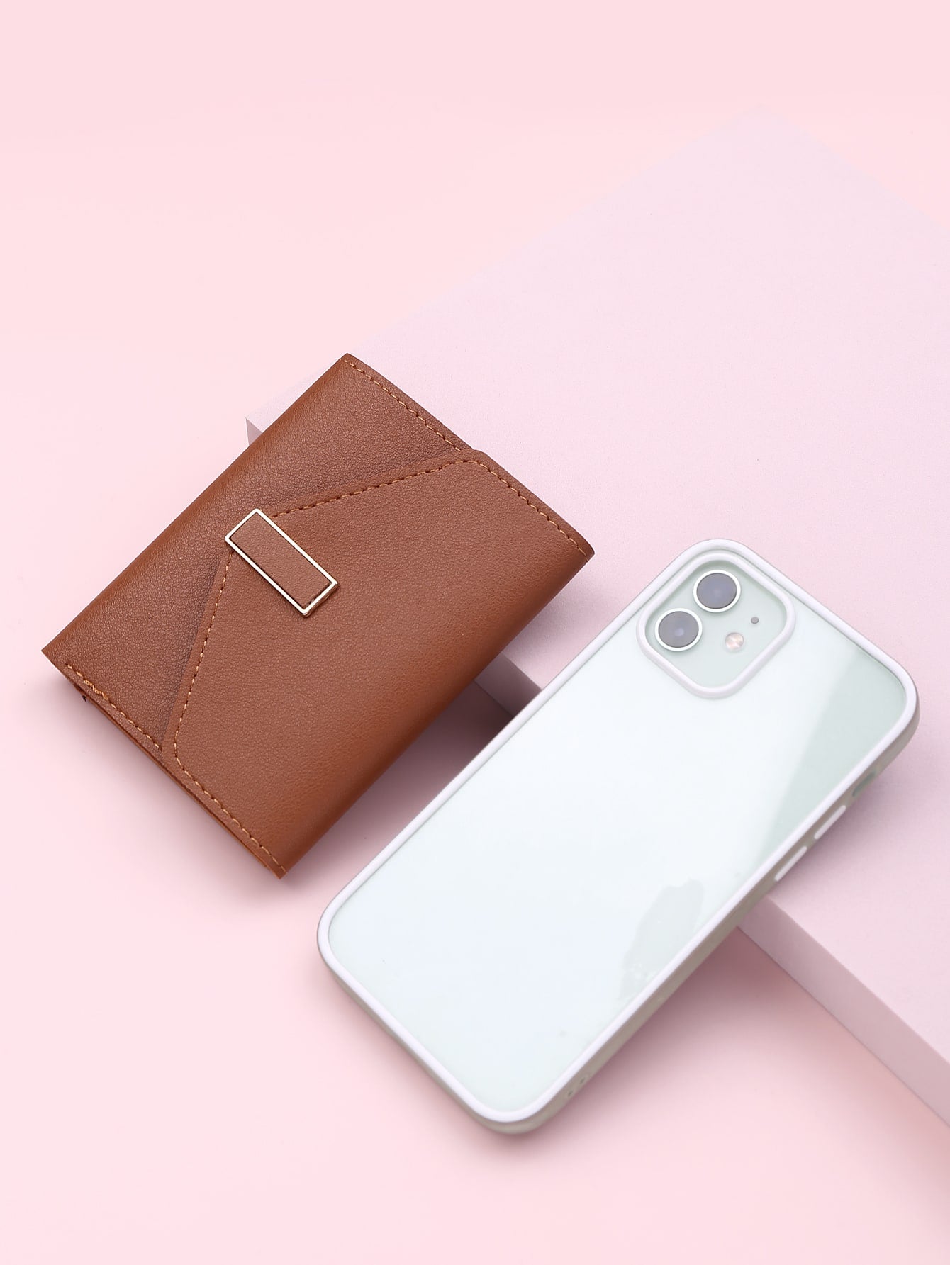 Buy SHEIN Metal Decor Fold Small Wallet Credit Card Small Purse ID Window Bi-Fold Women Wallet in Pakistan