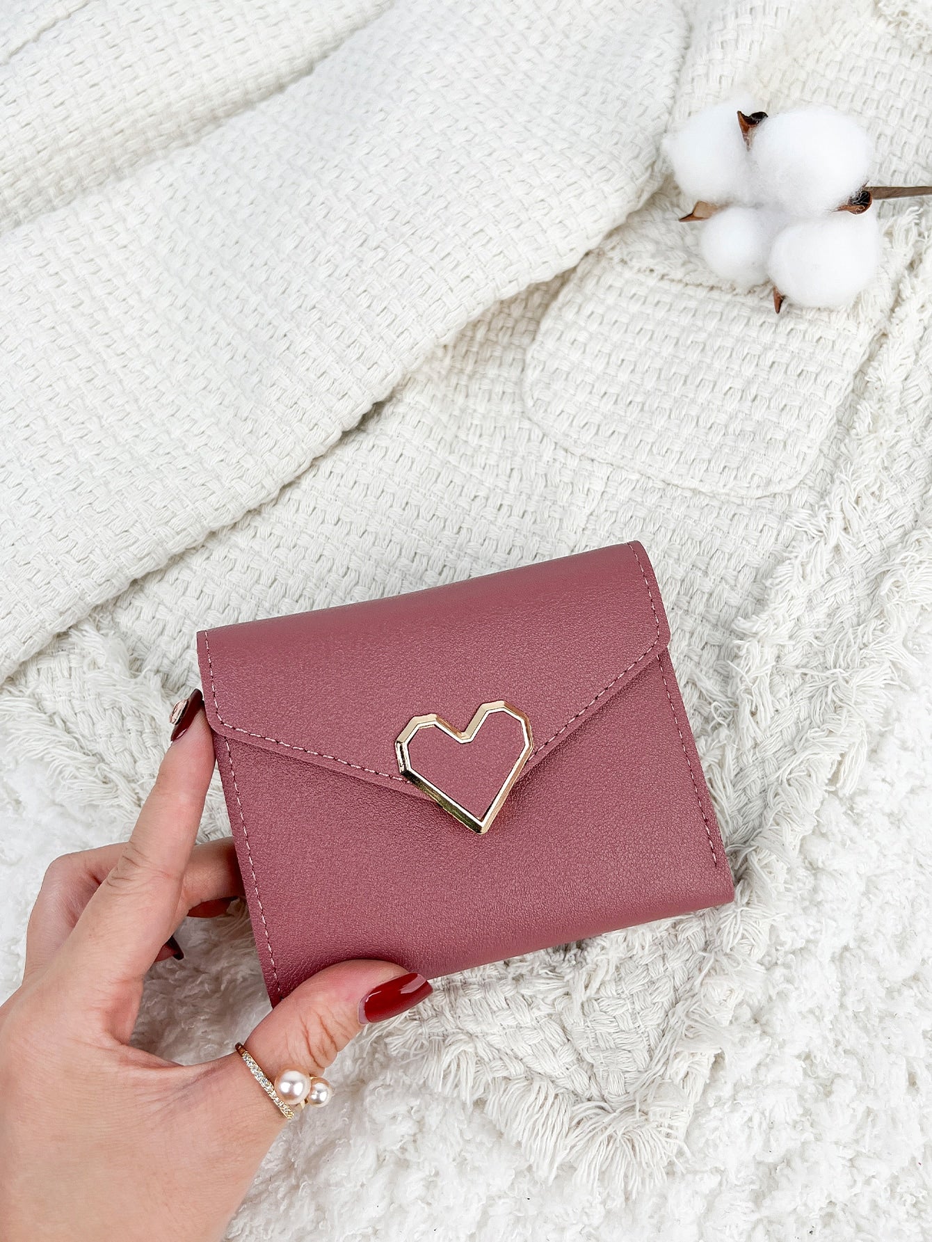 Buy SHEIN Metal Heart Small Wallet Coin Pocket Small Purse Bifold Women Wallet Mini Lightweight Minimalist Fashion Modern in Pakistan