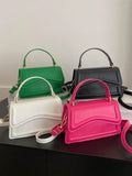Buy SHEIN Mini Square Bag Solid Black Top Handle Flap Design in Pakistan