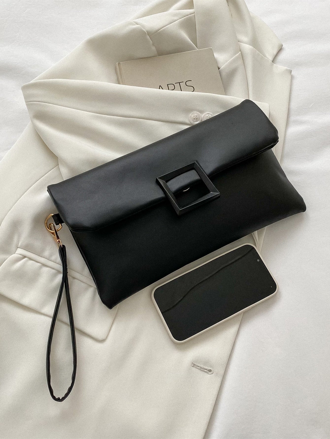 Buy SHEIN Minimalist Flap Envelope Bag Black in Pakistan