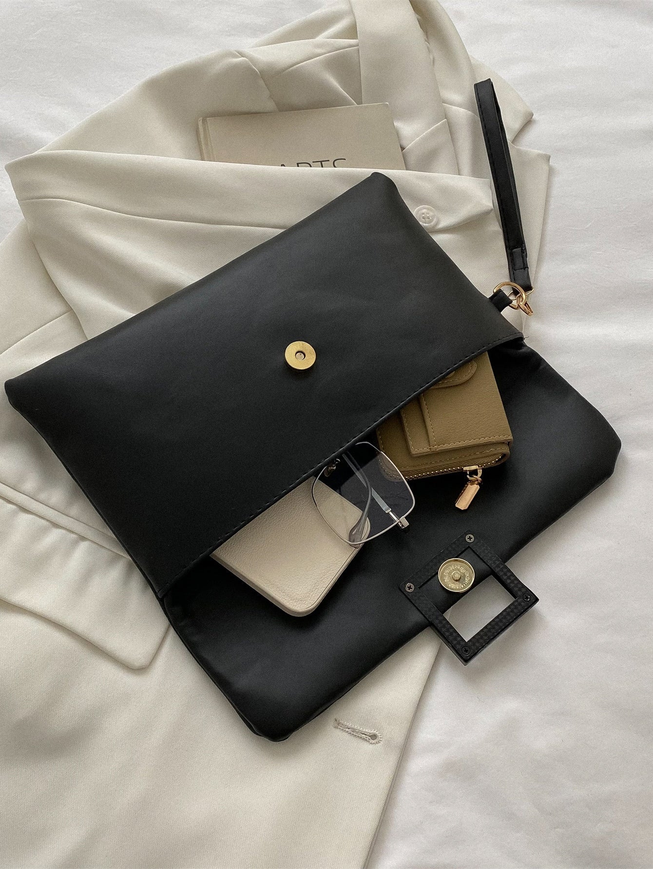 Buy SHEIN Minimalist Flap Envelope Bag Black in Pakistan