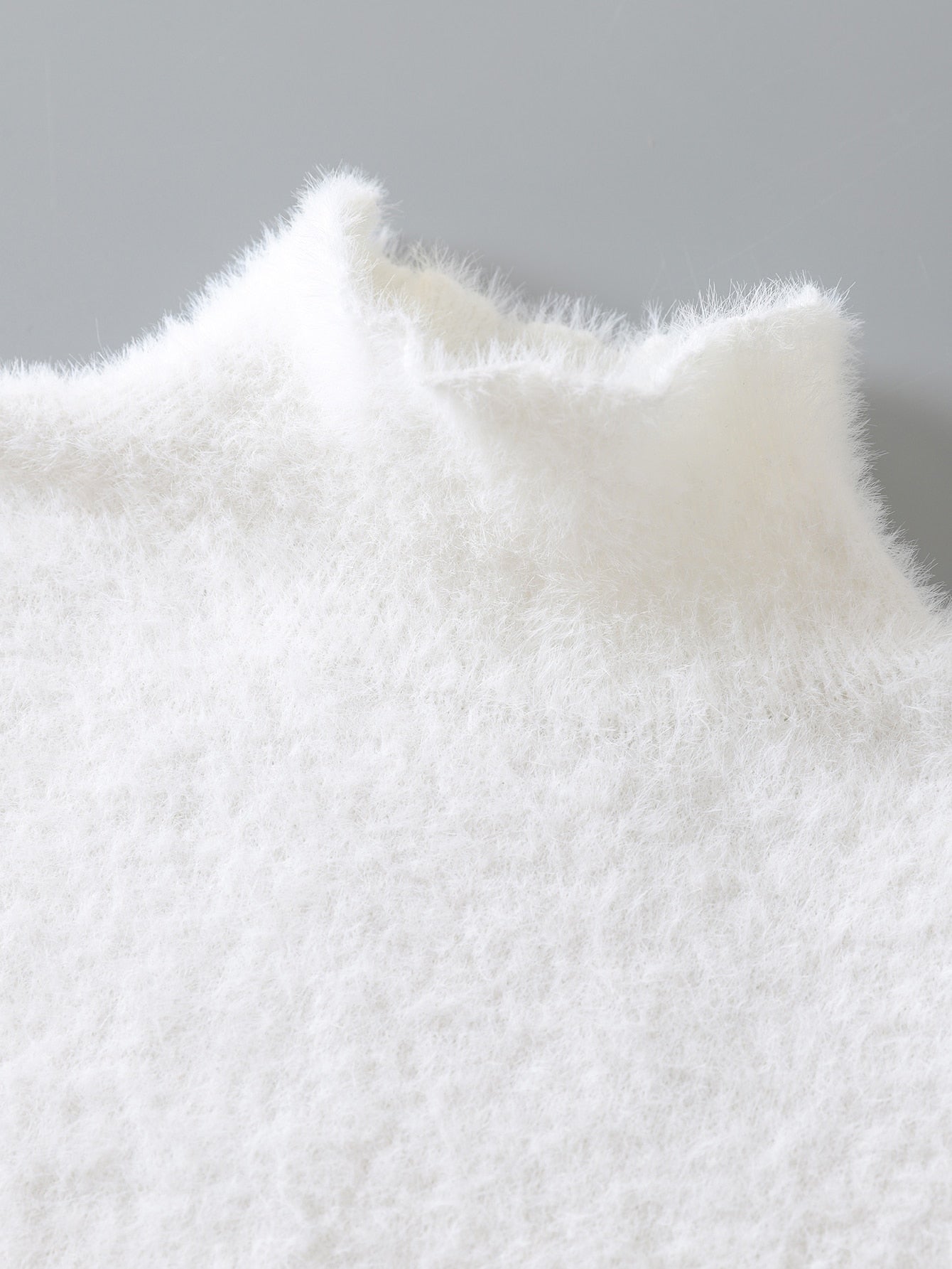 Buy SHEIN Mock Neck Fuzzy Knit Top in Pakistan