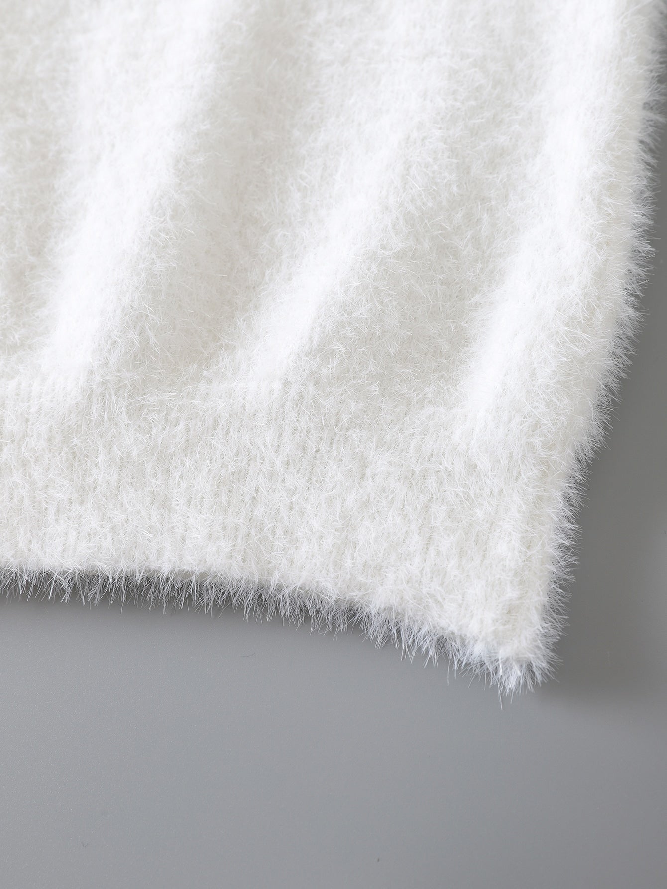 Buy SHEIN Mock Neck Fuzzy Knit Top in Pakistan